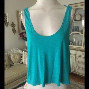 Elan green flared tank top size M